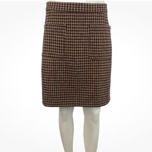 Modcloth Sz 20 Tweed A-Line Vintage Look Houndstooth Skirt Red Wool Blend